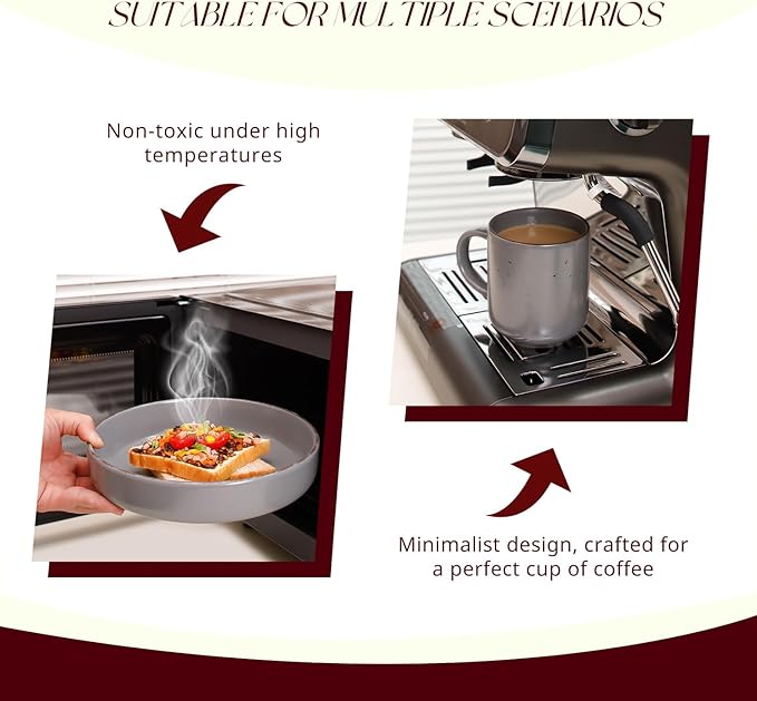 HomeVSS 20-Piece Dinnerware Set - Serves 4, Matte Grey Glaze plates and bowls sets with Speckle Effect for Microwave & Dishwasher Safe