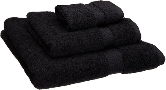 Buckingham Egyptian Cotton 3-Piece Towel Set, Washcloths, Hand Towels, Bath Towels, Black