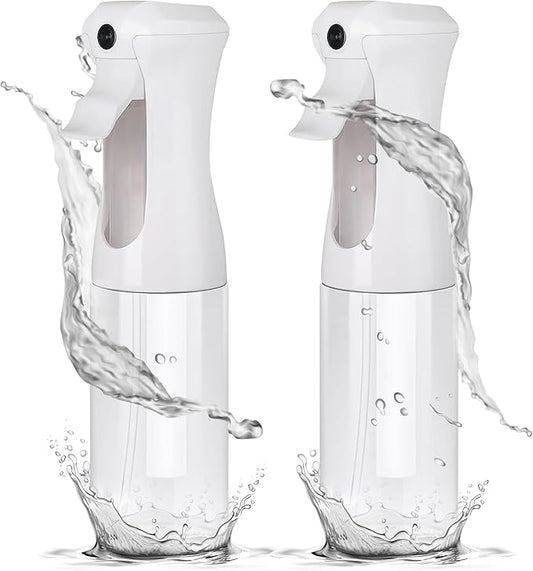 Aquableu Spray Bottle for Hair – Continuous Mist Spray Bottle for Hair Care, Styling, Cleaning, Plants, Pets & Essential Oils (Pack of 2 - Clear, 6.76oz/200ml)
