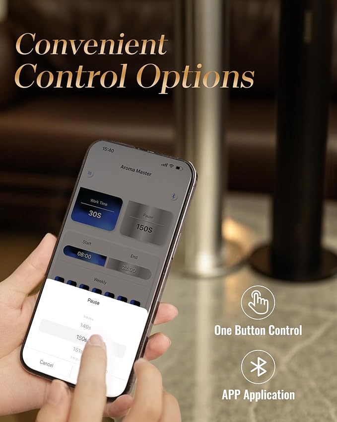 Waterless Diffuser for Home Large Room,Essential Oil Diffusers with 2000 Sq.Ft Coverage,Cordless Battery Operated Diffuser,Hotel Scent Diffusers Starter Kit for Bedroom/Office/Spa/App, Silver