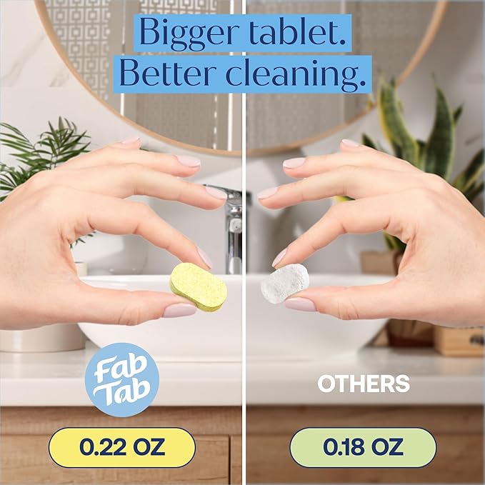 Fab Tab Multi-Purpose & Bathroom Cleaner Refill Tablets - Natural Cleaning Products - All-Purpose Cleaner Tablets - Plant-Based - No Harsh Chemicals - 8x 16.9 Fl oz Bottles (Bottles Not Included)