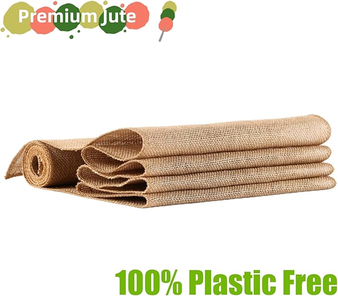 Burlap Table Runners - Natural and Eco-Friendly Versatile Premium Jute Fabric Rolls -12x108Inches(1 Roll) Decor for Weddings,Partie,Events and Home-Rustic Style Tablecloth-DIY Crafts