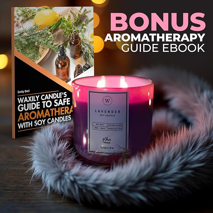 Waxily Lemon Scented Soy Candle | Non Toxic, Phthalate-Free Essential Oil Candle | Odor Eliminating Citrus for Kitchen, Aromatherapy, Luxury Gift, Clean Burning, Fresh Home Decor | 12oz