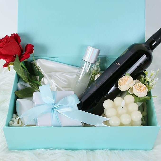 Aimyoo Blue Magnetic Gift Boxes with Lids 13.8x9x4.3 in, Large Bridesmaid Groomsman Proposal Box, Rectangle Collapsible Box for Present Graduation Birthday Storage 5 Pack