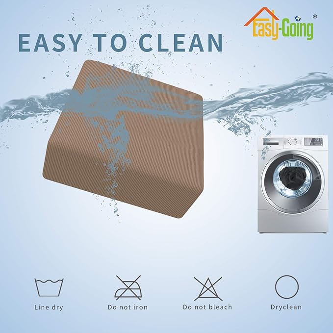 Easy-Going Stretch Ottoman Cover Folding Storage Stool Furniture Protector Soft slipcover with Elastic Bottom (Medium,Camel)