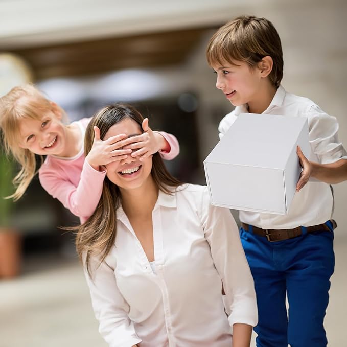 Ditwis 4 Pack 8x6x4 Inches Gift Boxes with Magnetic Closure Lids, White Magnetic Box for Wedding, Groomsmen Bridesmaid Proposal, Birthdays, Mother's Day