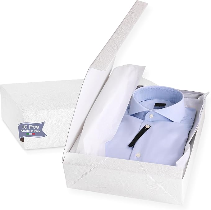 Pack of 10 Gift Boxes for Presents (13.77 x 11 x 3.14 inch) - Ideal for Bridesmaid Proposal Boxes and Wedding Gift Boxes | White Leather