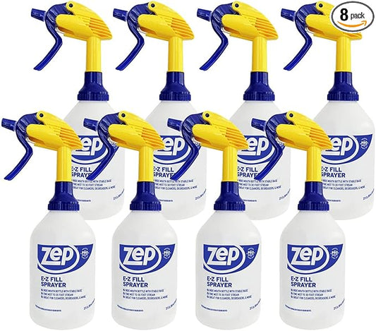 Zep E-Z Fill Professional Sprayer - 32 oz (Case of 8) - U43008 - Wide Mouth Spray Bottle for Easy Pouring, High Output, Great for Cleaners, Degreasers and More