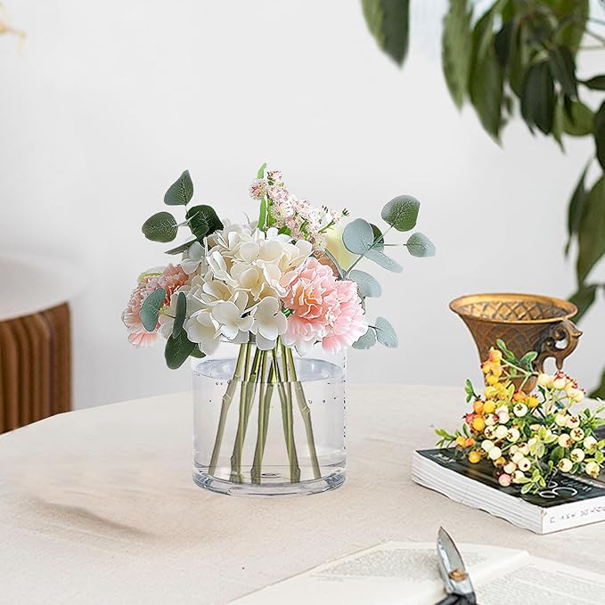 Clear Acrylic Vase for Centerpieces 3.9x3.9 Inch Cylinder Wide Mouth Vase for Flowers, Home Decorative, Office, Wedding Party