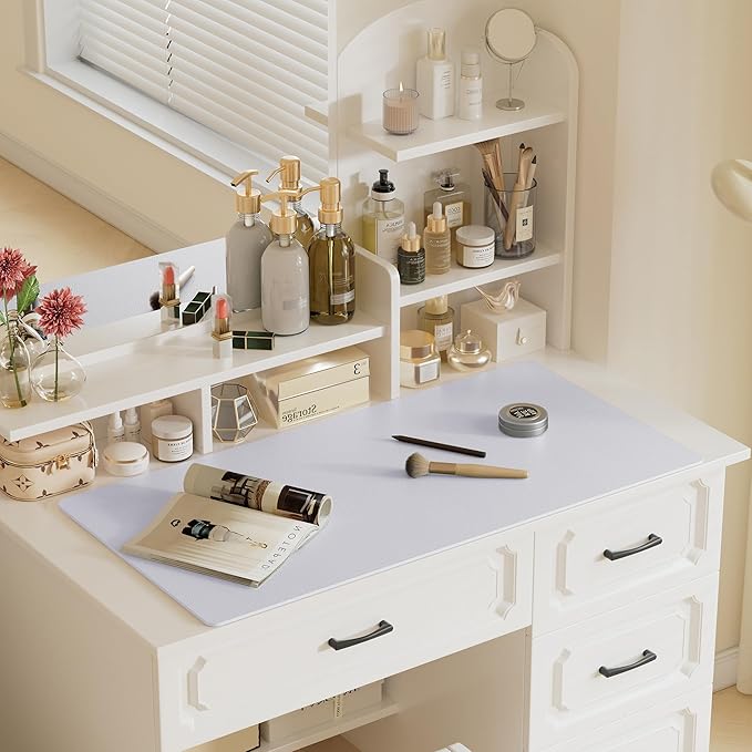 Aothia Large PU Leather Desk Pad Protector - Non-Slip Mouse Pad & Writing Mat for Office/Home, Waterproof, Easy to Clean (31.5"x15.7", Soft Lavender)