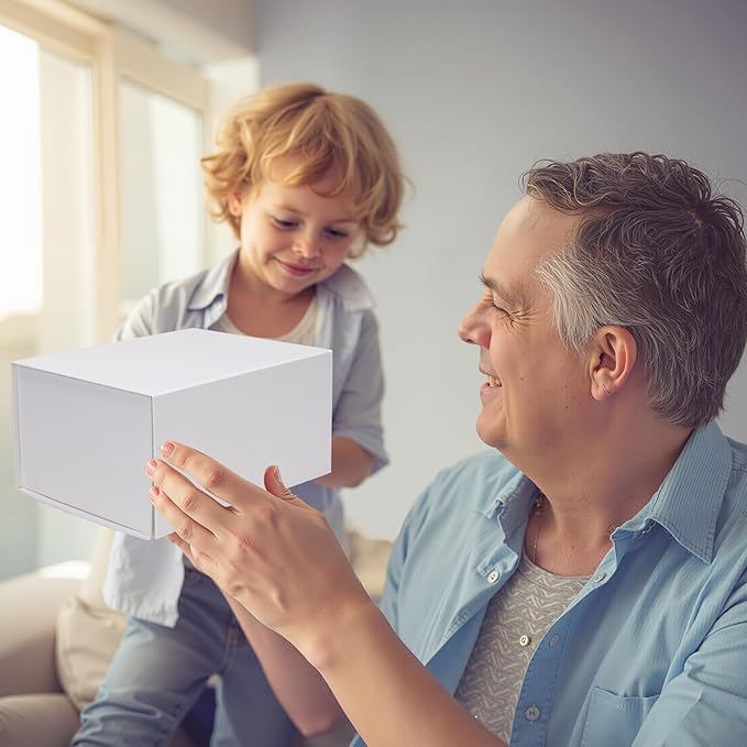 Ditwis 4 Pack 8x6x4 Inches Gift Boxes with Magnetic Closure Lids, White Magnetic Box for Wedding, Groomsmen Bridesmaid Proposal, Birthdays, Mother's Day