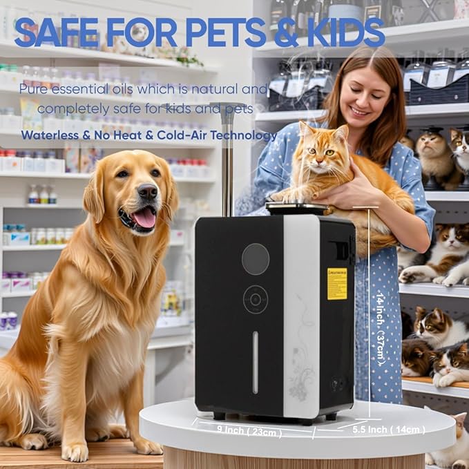 Diffuser - WiFi Air Machine for Home & Commercial Use, Covers 7500 sq. ft., Waterless Cold- Air Nebulizing HVAC Oil Diffuser for Large Room, Hotel, Spa, Office