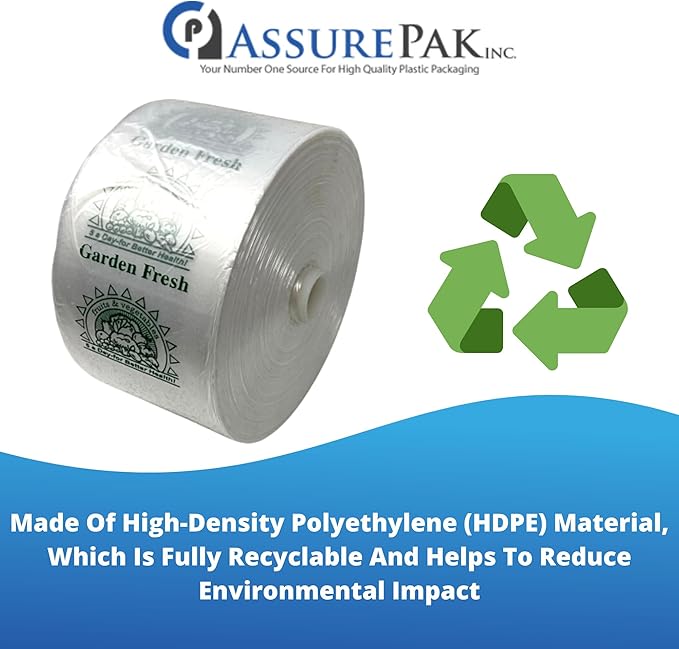 Clear Produce Bags Roll - 750 Bags - 15"x20" – (1 Roll, 8 Microns) – for Grocery, Small Business, Reusable Produce Use, Food & Storage Needs, Garden Fresh, Narrow Profile, Kitchen Use