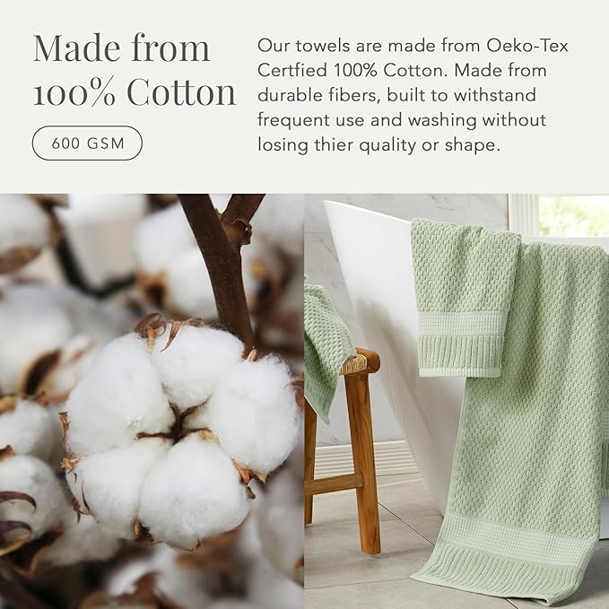 NY Loft 100% Cotton 2 Pack Bath Sheet Towel Set | Extra Large Bath Towel Set of 2 | Absorbent & Quick-Dry Oversize Bath Towels | Textured and Durable Cotton | Oeko-Tex Standard 100 | Sage Green