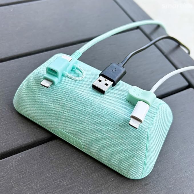 Smartish® Magnetic Cord Holder - Bigger Cable Wrangler Stocking Stuffer Organizer with Magnet Clips for Charger Management on Desktop, Nightstand - Holds 6+ Cables - Snow Day White