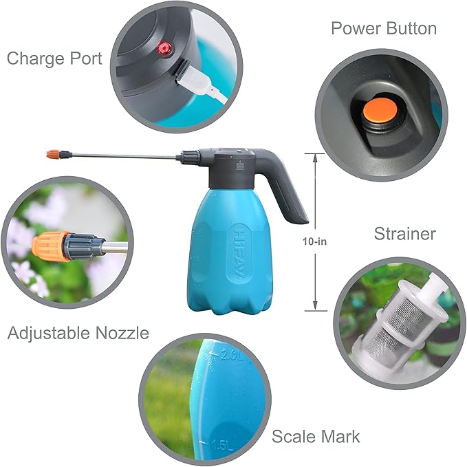 ES2-PRO Electric Spray Bottle 2L/0.5Gallon, Rechargeable Battery Powered Sprayer Spray 60 Bottles On a Single Charge, Automatic Plant Mister，Pump Sprayer,Indoor Watering Can for Plants