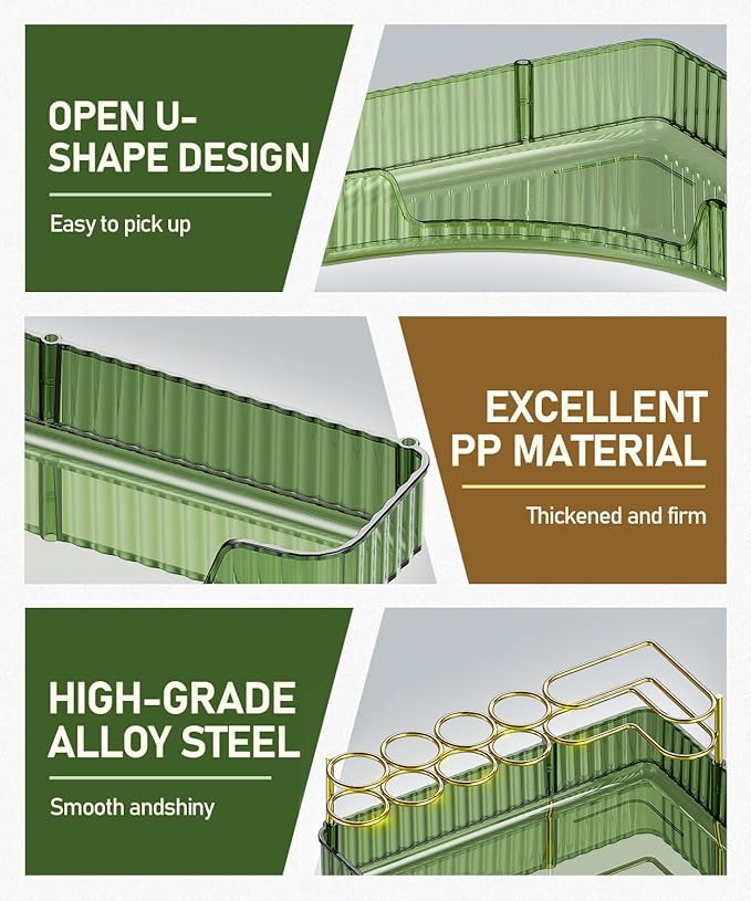 2-Tier Corner Bathroom Counter Organizer Makeup Cosmetic Storage, Tool-Free Installation Acrylic Vanity Shelf, Skin Care Organizer Perfume Tray for Countertop Bathroom, Dresser, Kitchen (Green)