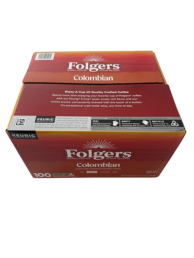 Folgers Colombian Medium Roast Coffee, 100 Keurig K-Cup Pods