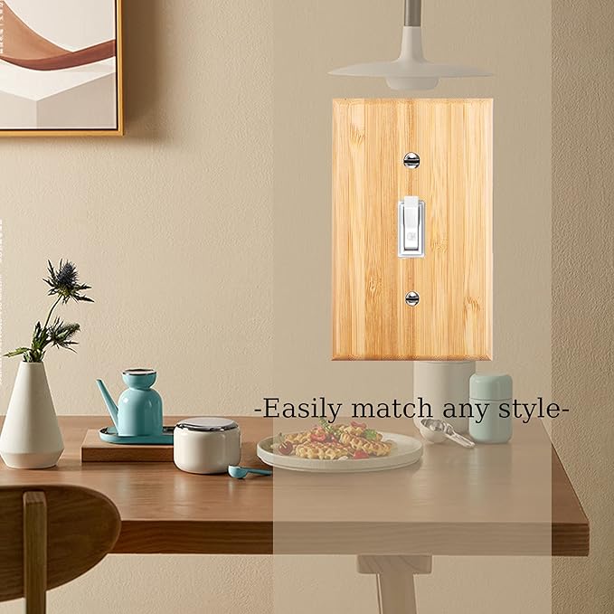Raw Wood Single Toggle Decor 4.5" X 2.76" Light Switch Plate Cover Wall Plate Bamboo Quality Outlet Covers For Bedroom Kitchen Home Decorative