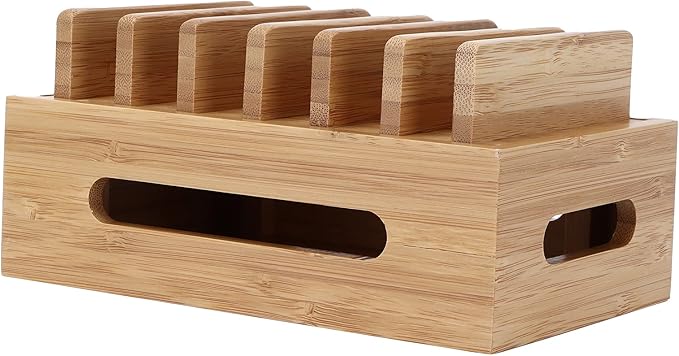 MAVIS LAVEN Phone Dock, Wooden Organizer Stand for Tablet and Smartphone, Aesthetic Design, for Home Office and Bedroom Use