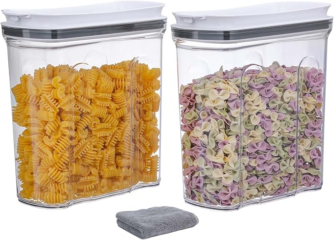 FreshKeeper Cereal Containers Storage Set, Airtight Food Storage Container with Lid 2.5L,2PCS BPA-FREE Plastic Pantry Organization Canisters for Rice Cereal Flour Sugar Dry Food in Kitchen…