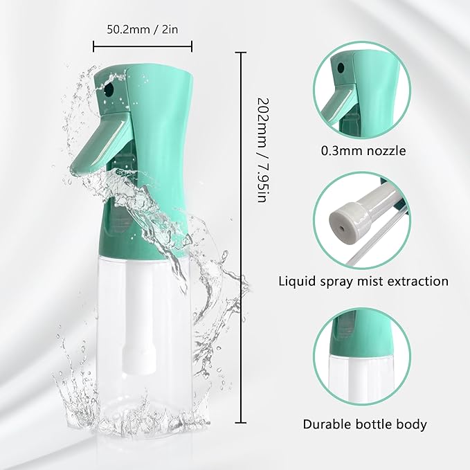 Spray Bottle for Hair Continuous Ultra Fine Mist (200ml) 360° Multi Spray Bottle for Plants, Cleaning, Skin Care Leakproof & Durable 1 Pack