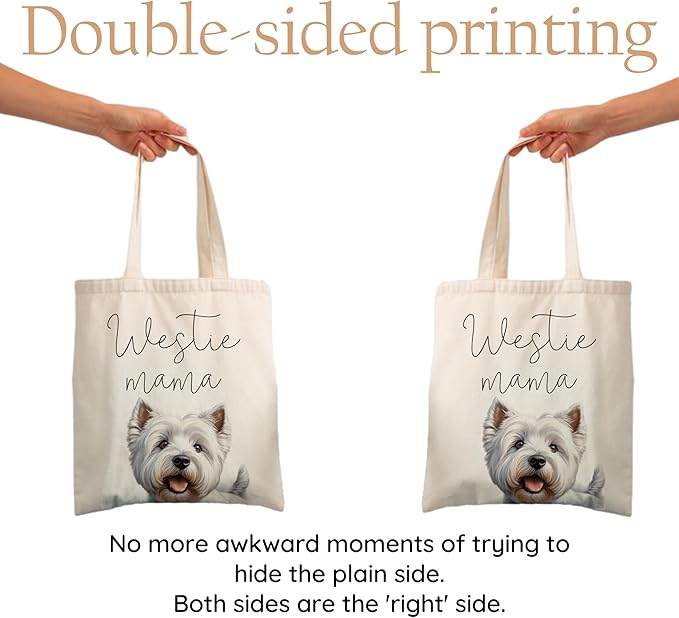 Dog Mama Tote Bag – Cute Dog Lover Canvas Bag, Reusable Shopping Shoulder Bag for Women, Pet Mom Gift,