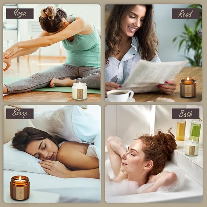 Christmas Candle Gift Set for Home – 4 Pack Scented Soy Wax Candles, Lavender, Jasmine, Sandalwood & Sage – Long Lasting Aromatherapy Candles for Relaxing, Gifts for Women, Mom & Holiday Home Decor