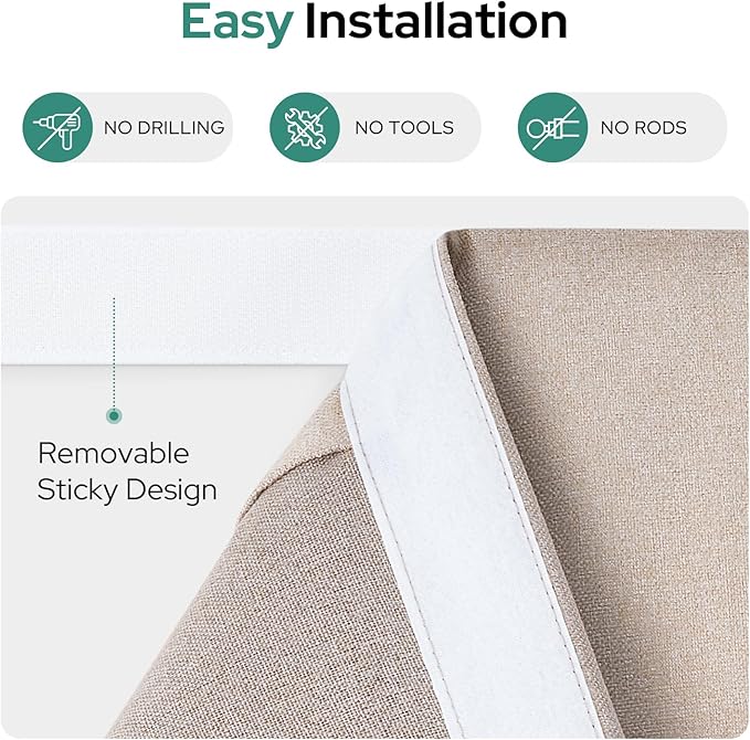 HOMEIDEAS 100% Linen Blackout Sidelight Curtains for Front Door, Side Door Window Curtains, Small Window,Thermal Insulated Covering, 1 Panel, W12 X L40 Inch, Natural