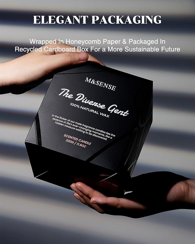 M&SENSE Amber Lavender Scented Candle for Men, 11.6oz 2 Wick Large Natural Soy Wax 70 Hours Highly Scented Home Fragrance