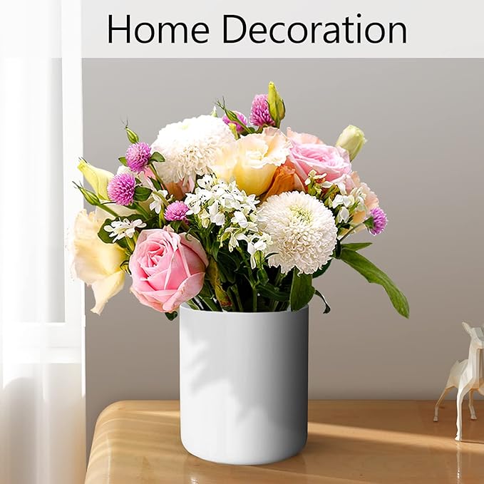 White utensil holder for Countertop, Glossy White Ceramic Utensil Holder for Kitchen Counter Easy to Clean, Modern Small Cooking Utensil Holder Spatula Crock for Décor, 4.5×6.4 IN