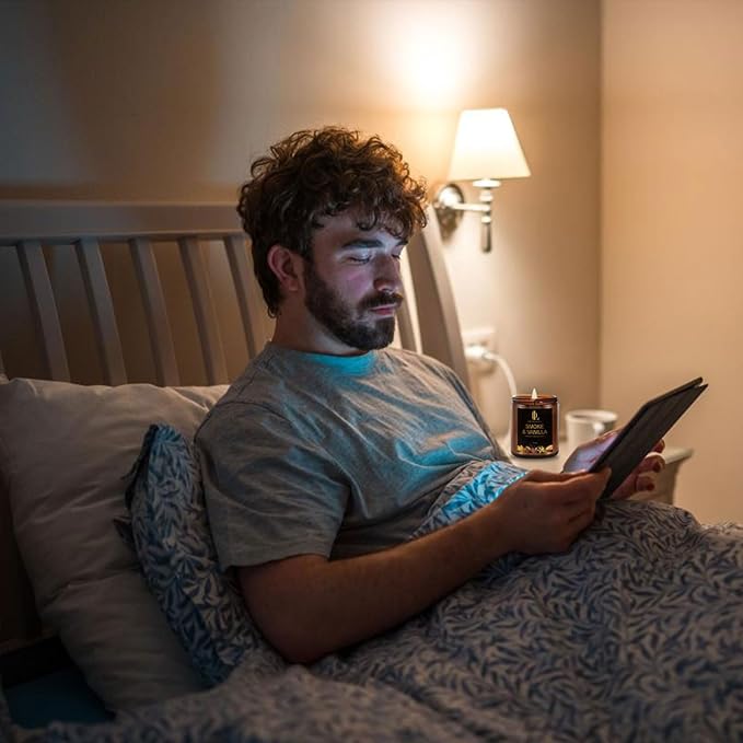 Smoke & Vanilla Candles, Smoke Vanilla Scented Candle, Natural Soy Candles for Home Scented, Long Lasting with 50 Hour Burn Time, Gifts for Men Women