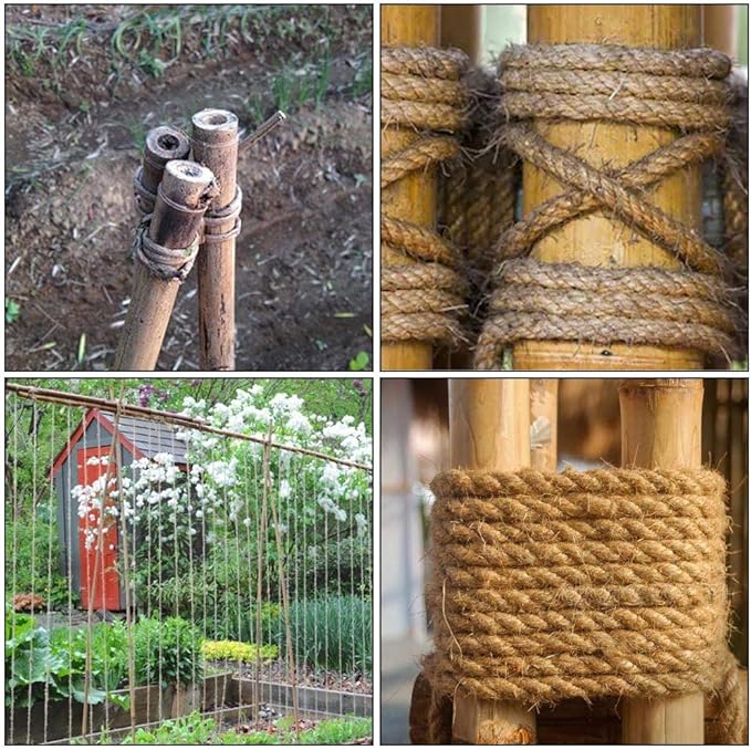 Leecogo 6mm Jute Rope, 66 Feet 4 Ply Heavy Duty and Thick Twine Rope for Gardening, Crafting, Packing, Bundling and Home Decor