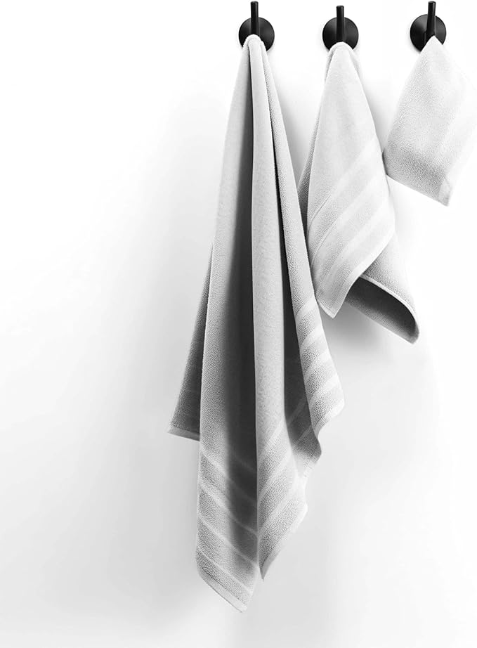 Hearth & Harbor Bath Towels for Bathroom - 100% Ring Spun Cotton Luxury Bathroom Towels - Soft & Highly Absorbent Bath Towels Set, 6 Piece Set, White