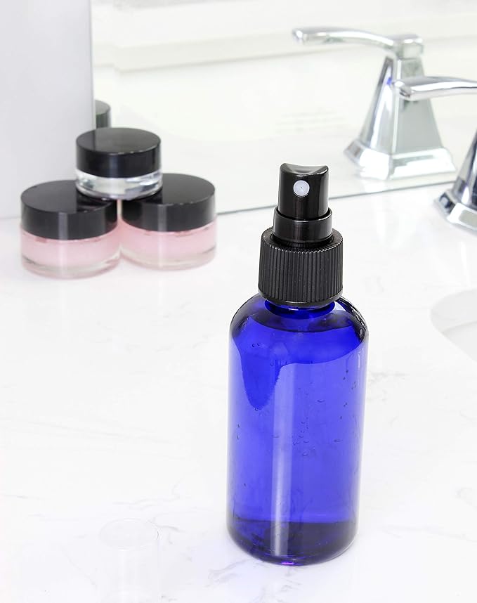 Cornucopia Brands 4oz Blue PLASTIC Fine Mist Spray Bottles (Pack of 12) BPA-Free Plastic Spritzer Bottles, Labels Included; PET #1 Plastic Bottles