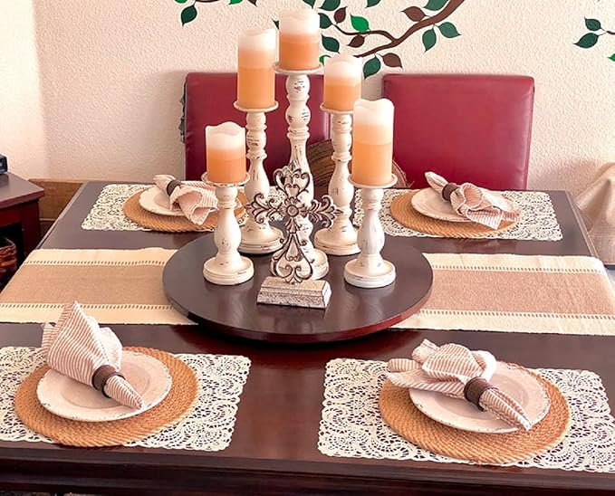 Jute Woven Placemats Set of 6, Round Braided Tablemats Natural Jute Handmade Woven Plate Chargers Heat Resistant Non-Slip Potholder for Table Decoration(13 inch)