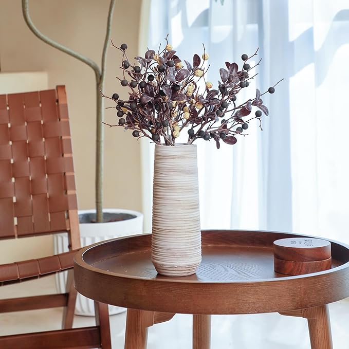 ALMA 9 Inch White Ceramic Flower Vase for Lego Flower Bouquet|Small Pampas Grass Vase for Home Decor,Tabletop, Bookshelf, Mantle,Living Room