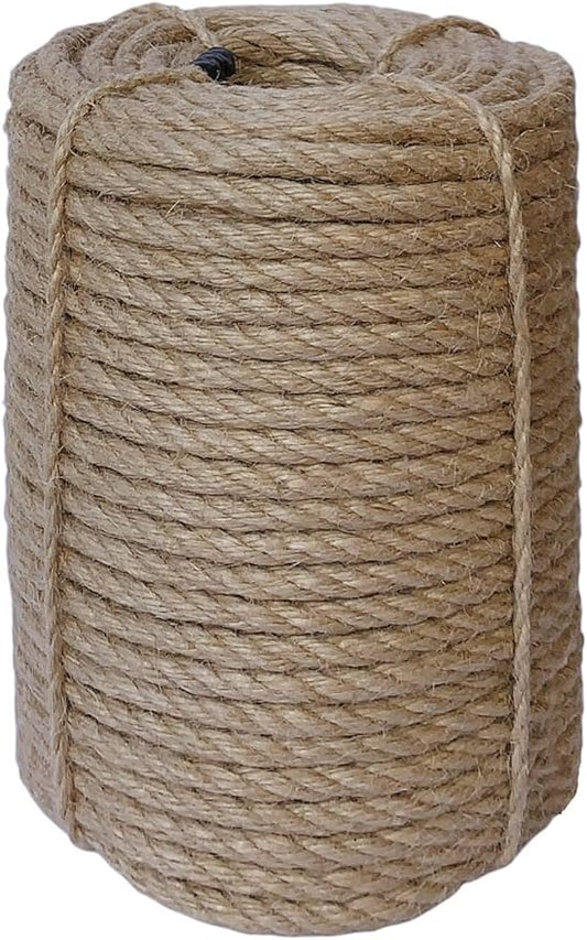 8mm Jute Rope, 164 Feet Braided Heavy Duty Twine, Thick Jute Twine Rope for Cat Scratch Post, Craft,DIY Artwork, Bundling, Home Decor, Gardening Applications (8MM 164FT)