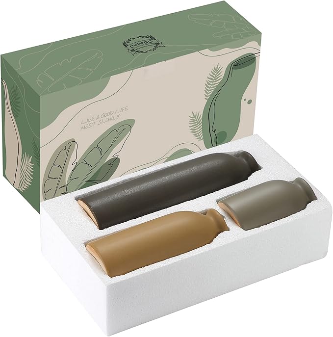 CWLWGO-Ceramic Matte Vase for Home Decor, Modern and Minimalist Decorative Vases Set. Farmhouse Decor,Living Room Tabletop, Bookshelf Centerpiece Decoration,Boho Decor.（Matte Multi）.