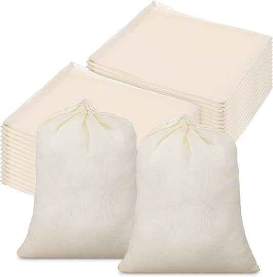 80 Pieces Natural Cotton Muslin Bags, 8x10 Inches Reusable Drawstring Storage Bags for Tea, Spices, Wedding Favors, DIY Crafts and Home Decor
