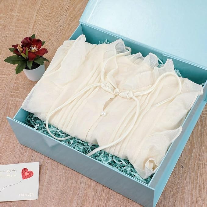 Large Gift Box 13.5x11.8x4.7 Inches, Blue Gift Boxes for Presents with Magnetic Closure Lid, Luxury Gift Box Rectangle Collapsible Boxes for Gift Packaging