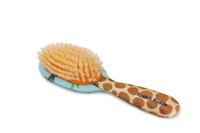 Rock & Ruddle Soft White Natural Boar Bristle Hairbrush for Babies and Young Children | Perfect for Fine Hair Detangling and Smoothing - Giraffe