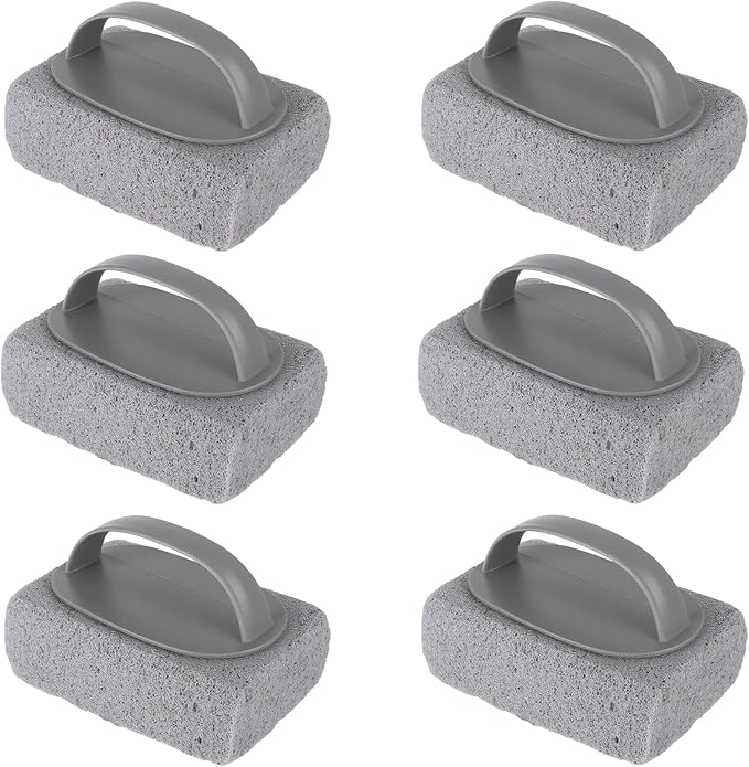6 Pcs Hand-held Pool Pumice Stone for Cleaning with Handle, Pumice Stone for Pool Tile Cleaning, Concrete, Block Swimming Grout, Stove and Spa Tile Removing Stains