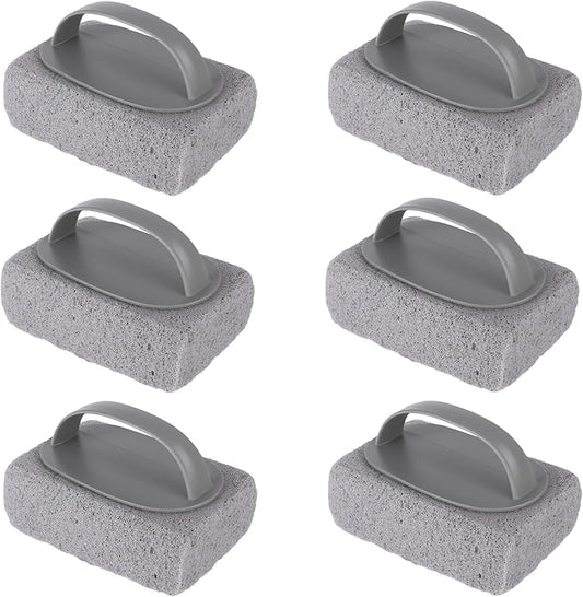 6 Pcs Hand-held Pool Pumice Stone for Cleaning with Handle, Pumice Stone for Pool Tile Cleaning, Concrete, Block Swimming Grout, Stove and Spa Tile Removing Stains