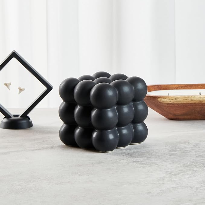 Restaurantware-Table Art Flower Vase, 1 Bubble Vase - Minimalist Style, for Fresh Or Artificial Flowers, Black Ceramic Piece for Home Decor, Kitchen, Home, Living Room, Office, and More