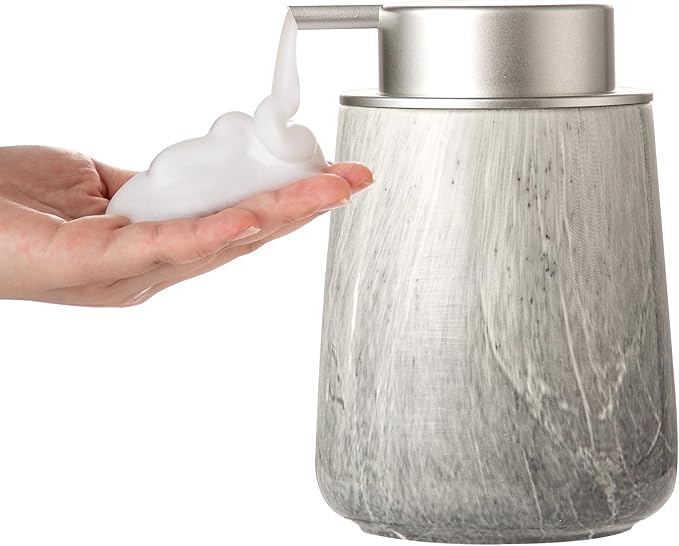 Enra Ceramic Foaming Soap Dispenser,12 oz GrayHand Foam Soap Dispenser for Bathroom Kitchen with Easy-to-Press Pump(Gray Foam Type)