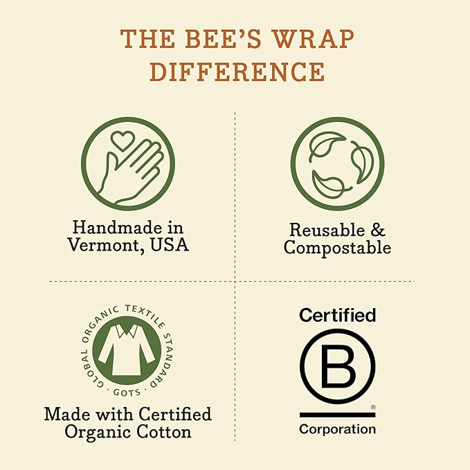 Bee's Wrap Beeswax Wraps for Food - Made in USA Reusable & Organic Food Wraps & Bowl Covers - Eco-Friendly Alternative to Aluminum Foil & Plastic Wrap, Assorted 7 Pack Vegan (2S, 2M, 2L, & 1 Bread)
