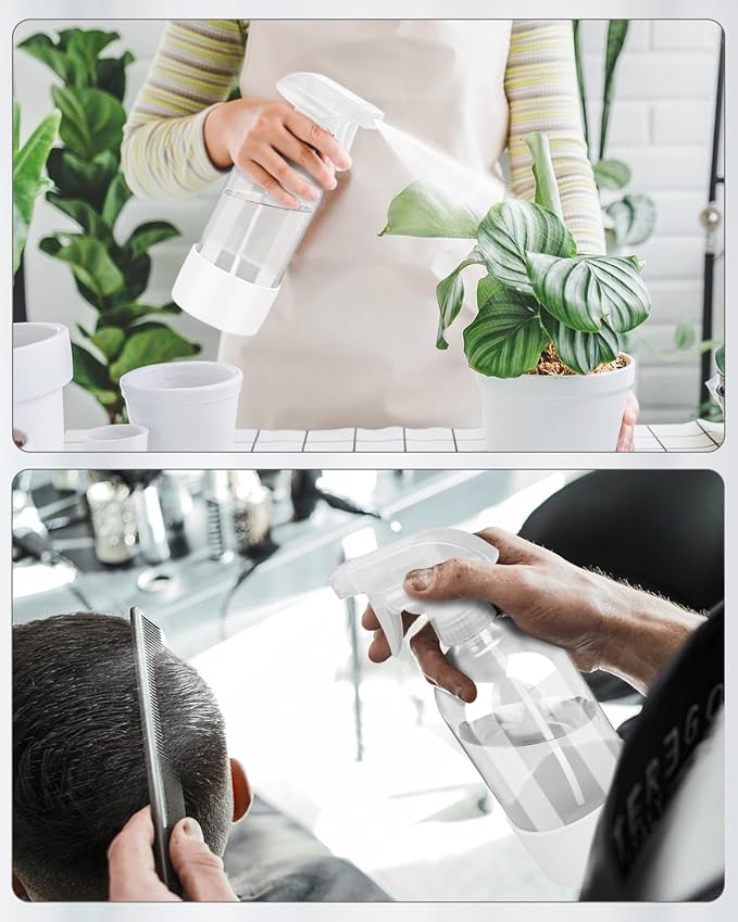 Glass Spray Bottles with Silicone Sleeve Protection, Empty 16OZ Reusable Spray Bottles, Refillable Containers with Spray Nozzles for Cleaning Solutions, Plants and Essential Oils 1 Pack White