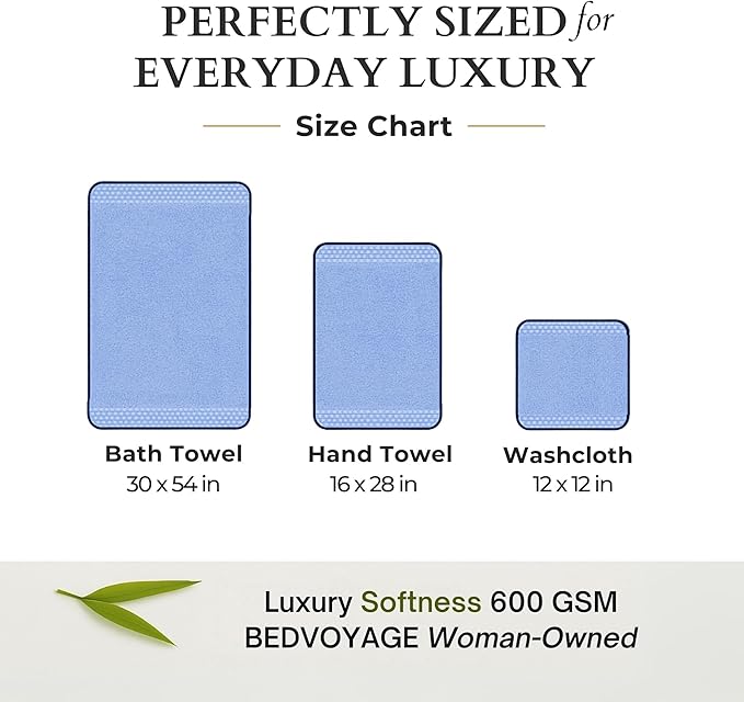 BedVoyage Luxury Bath Towels Set of 6 - Ultra Soft Plush Bathroom Towel Set - Highly Absorbent Viscose from Bamboo Bath Towels Ultra Soft - Spa Towel for Body - Ocean