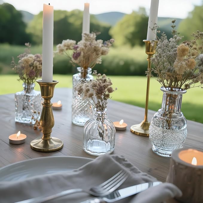 Glass Bud Vase Set of 16 Pcs Small Minimalist Vases for Flowers, Vintage Rustic Home Decor for Table Centerpiece Wedding Party, Modern Clear Aromatherapy Bottle for Living Room Bedroom